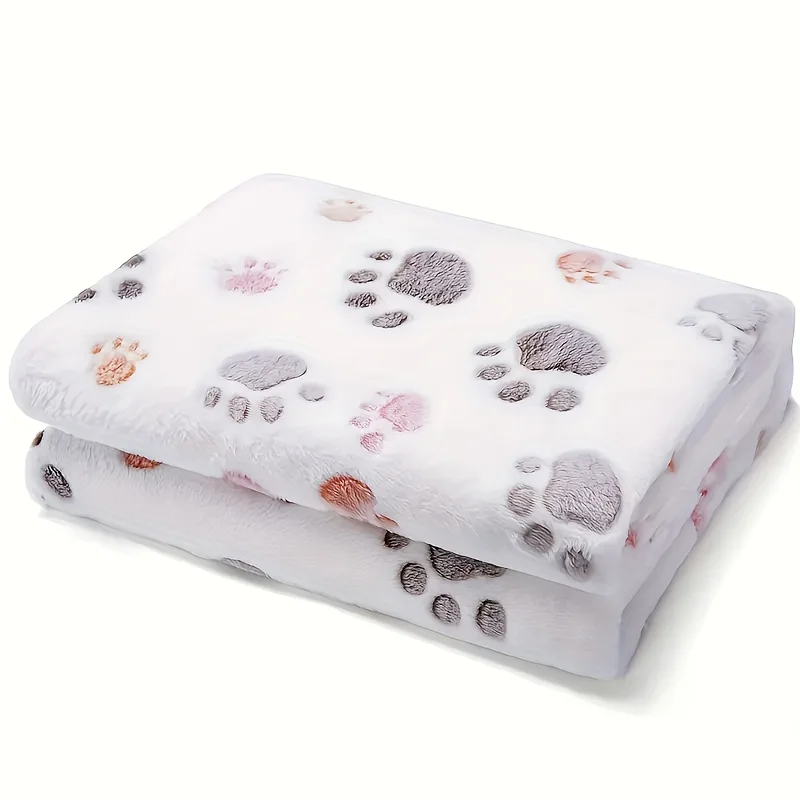Manta de Flanela para Cães e Gatos Estampa de Patas Quente - Image 5