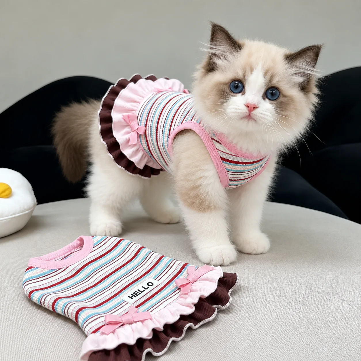 Vestido Listrado para Cães e Gatos de 7kg a 9kg, Estilo Confortável - Image 2