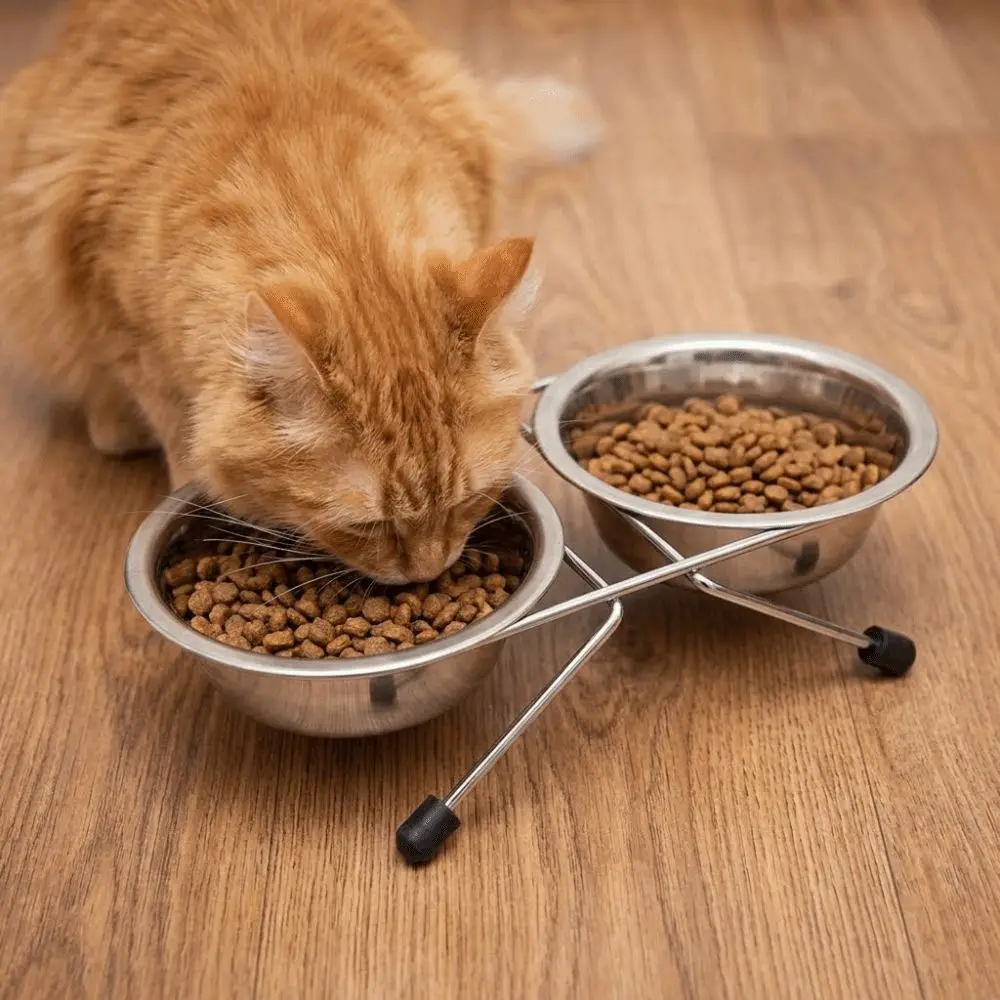 Comedouro Duplo para Cães e Gatos em Aço Inoxidável Destacável - Image 4