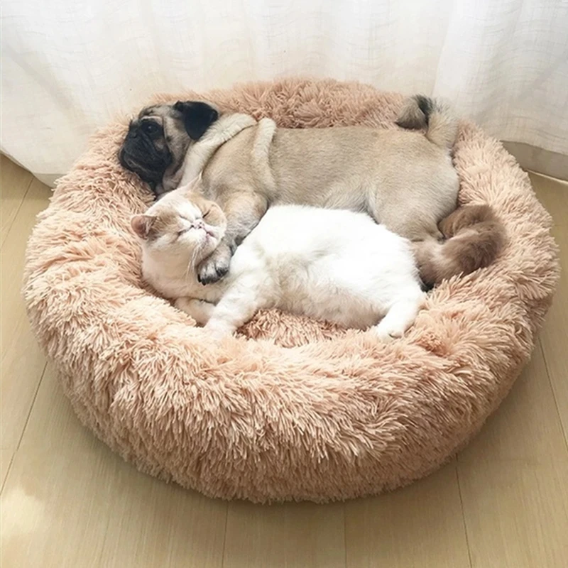 Cama Redonda para Cães e Gatos de Pelúcia Macia para Inverno - Image 4
