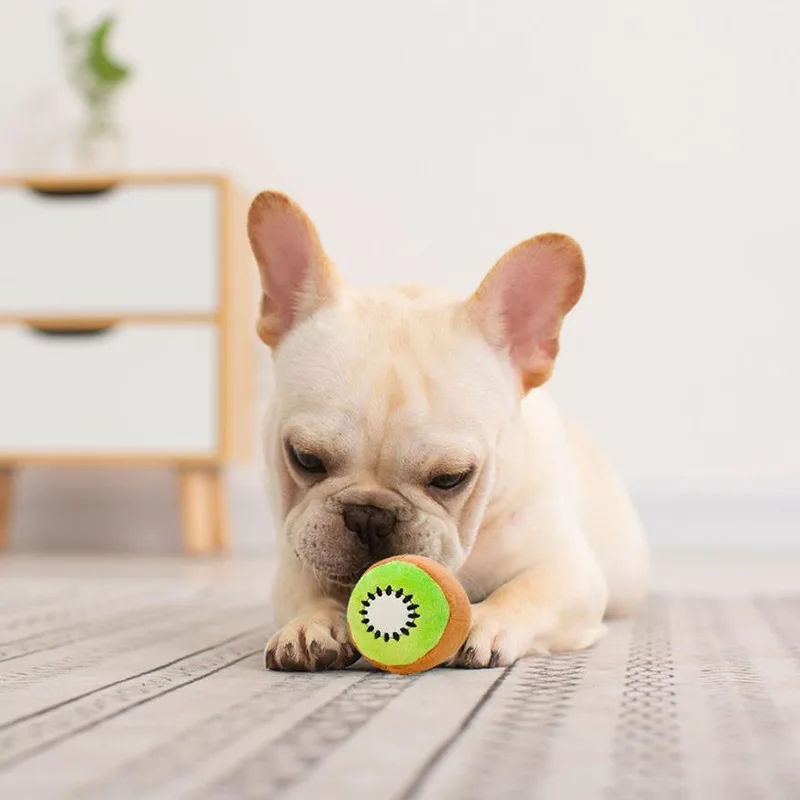 Brinquedo de Pelúcia para Cães e Gatos Abacate Kiwi com Som Resistente - Imagem 3
