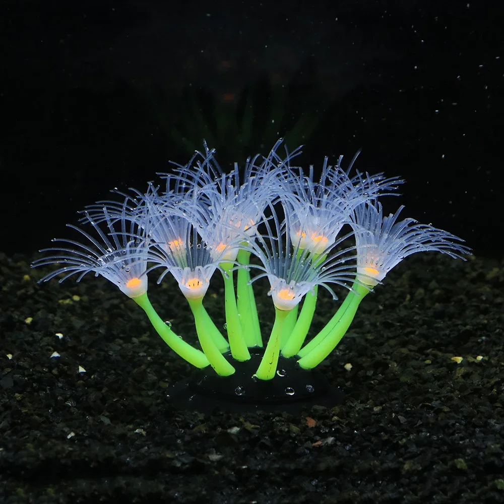 Planta Girassol Coral Artificial para Aquário de Silicone Fluorescente - Imagem 4
