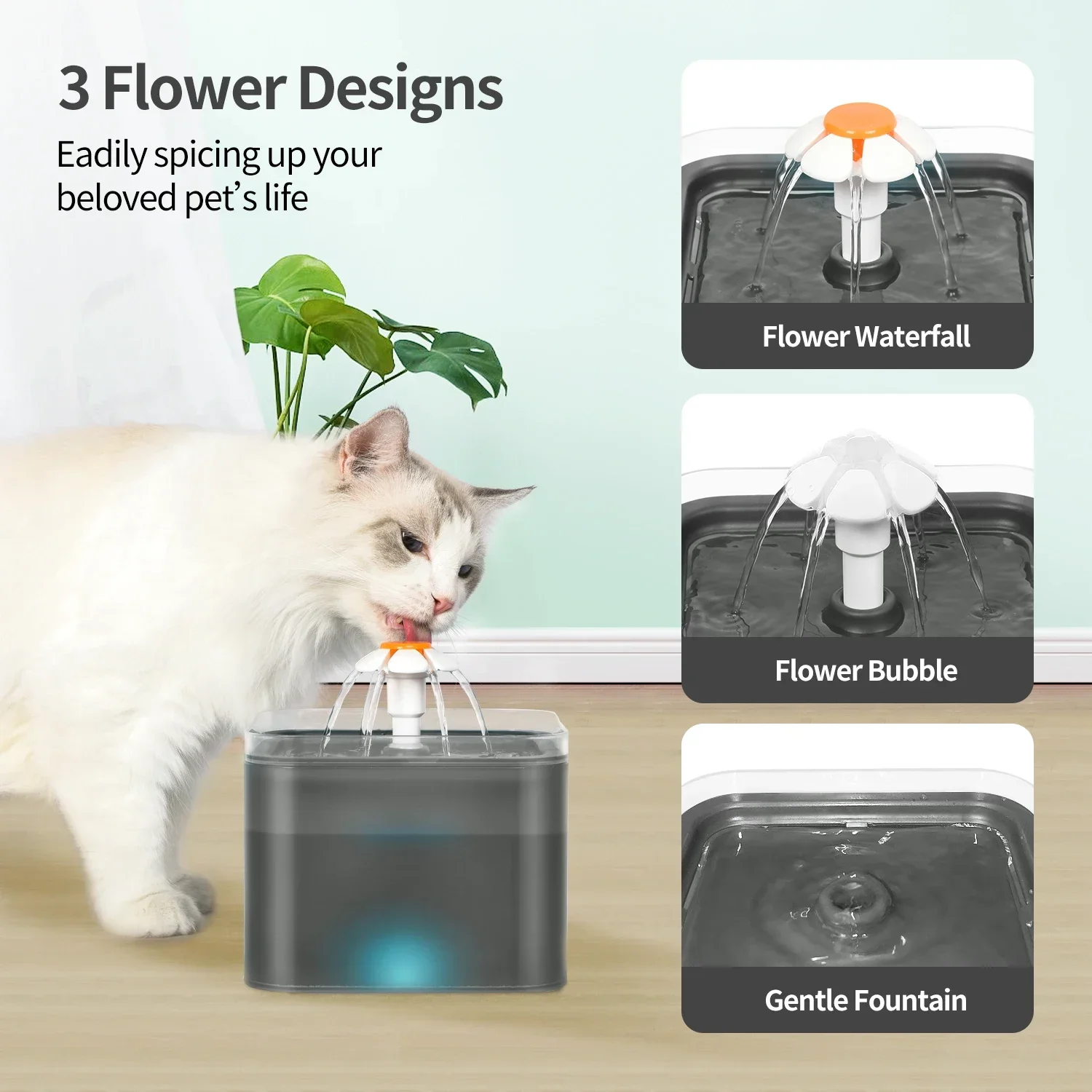 Fonte de Água Yeahmart para Gatos e Cães 2 L com Iluminação LED - Imagem 2