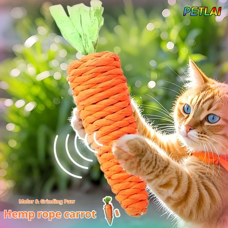Brinquedo de Cenoura para Gatos de Corda de Cânhamo para Roer e Limpar Dentes - Imagem 2