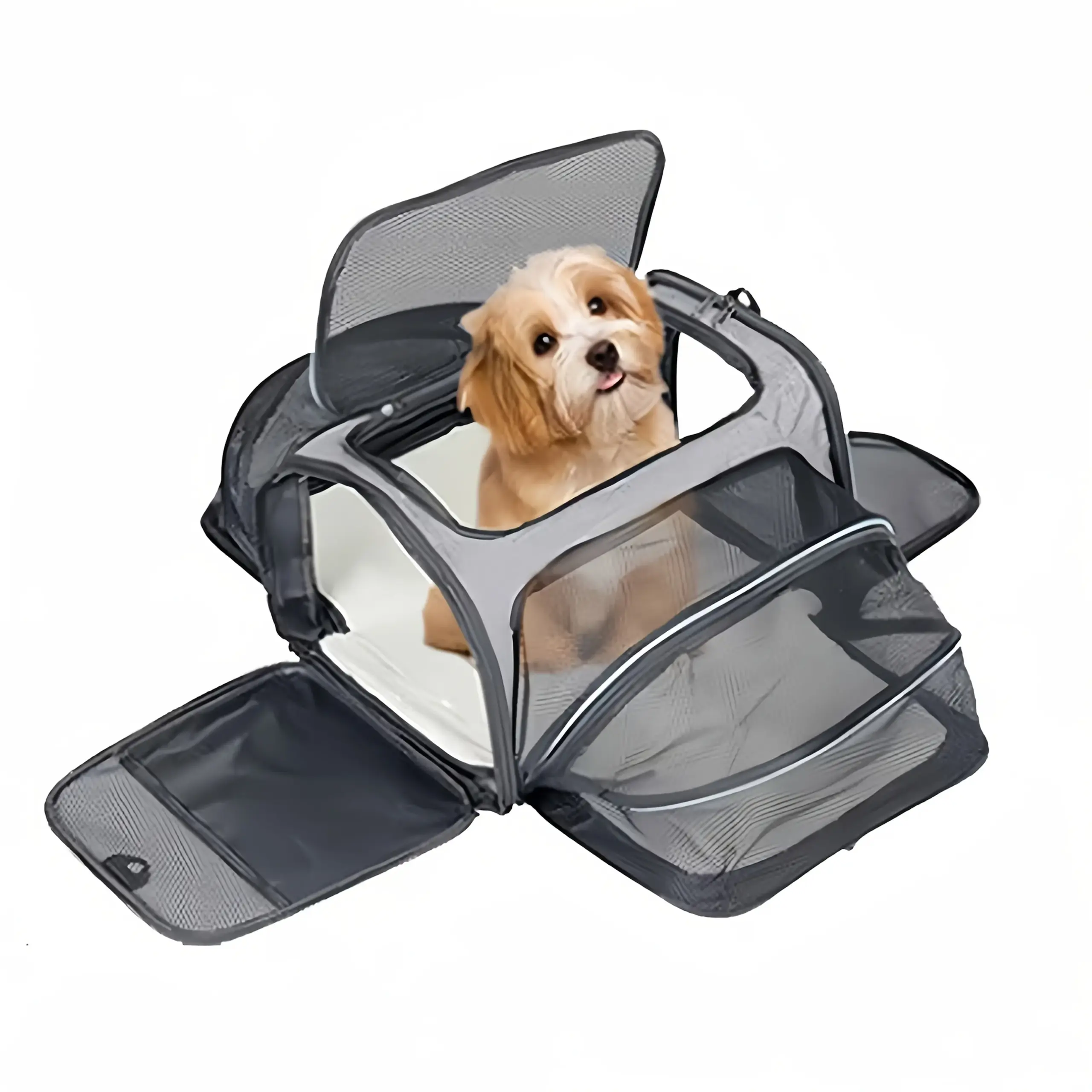 Bolsa de Transporte para Cães e Gatos Dobrável com Painel Expansível - Imagem 2