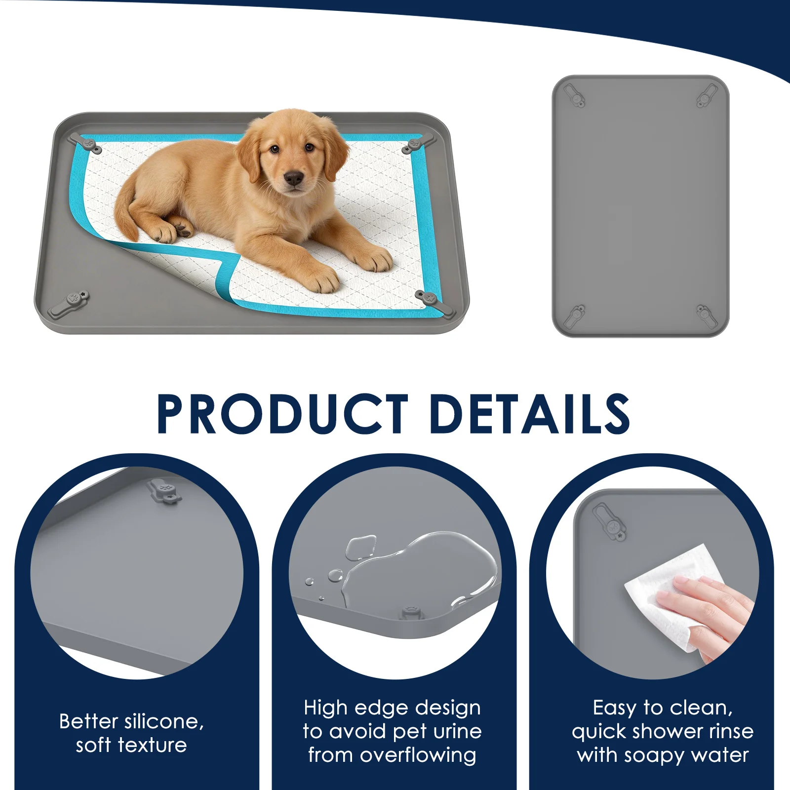 Suporte de Silicone para Tapete Higiênico de Cães com Borda Elevada - Imagem 3