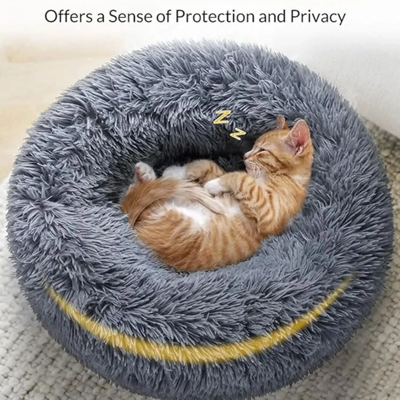Cama Redonda para Cães e Gatos de Pelúcia Antiderrapante Lavável - Image 2