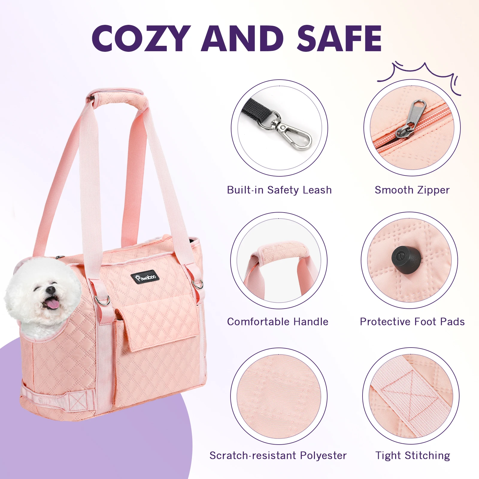 Bolsa de Transporte Pawaboo para Cães Pequenos Amarelo Oliva com Bolso - Imagem 6