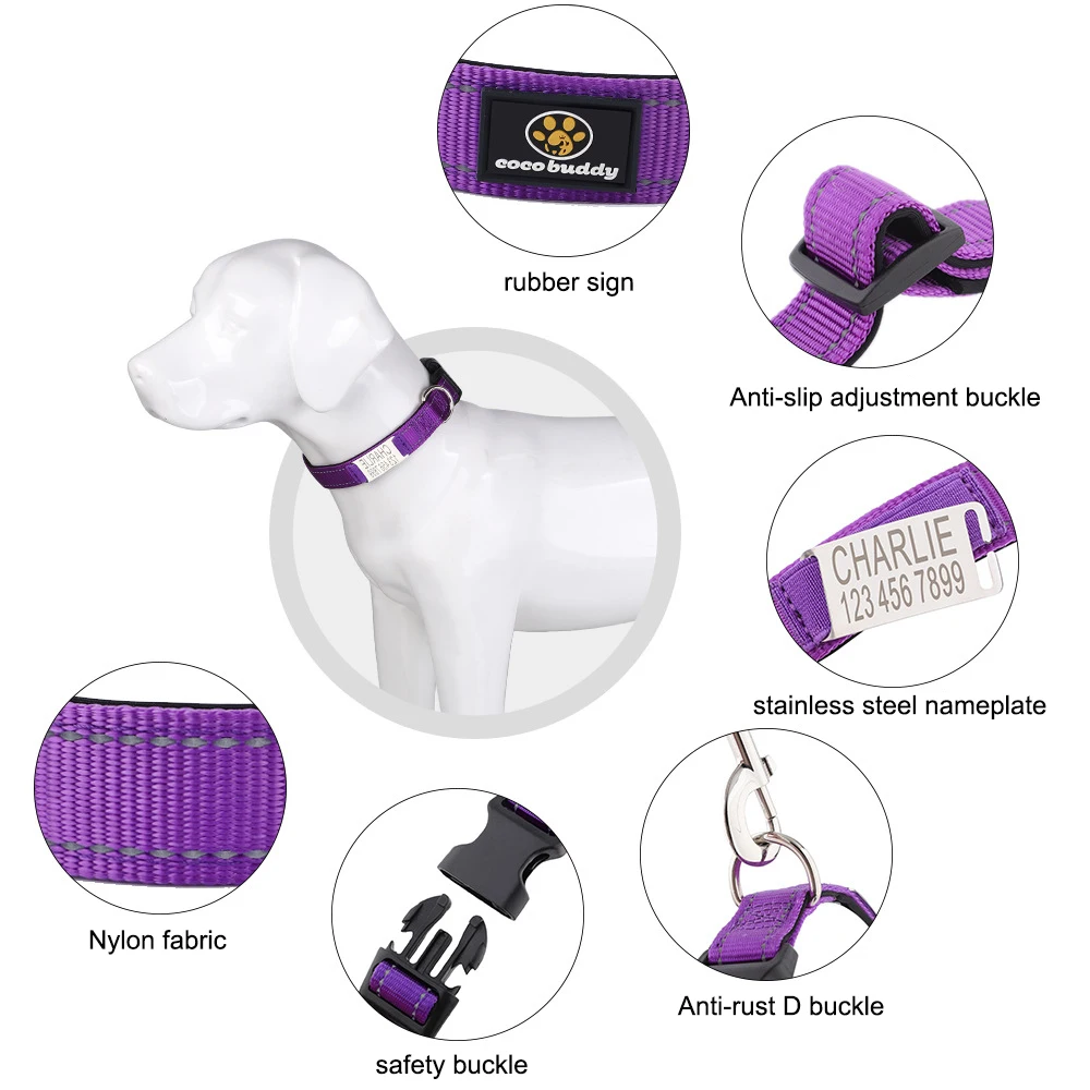 Coleira Personalizada para Cães com Material Refletivo e Placa de Nome - Image 3