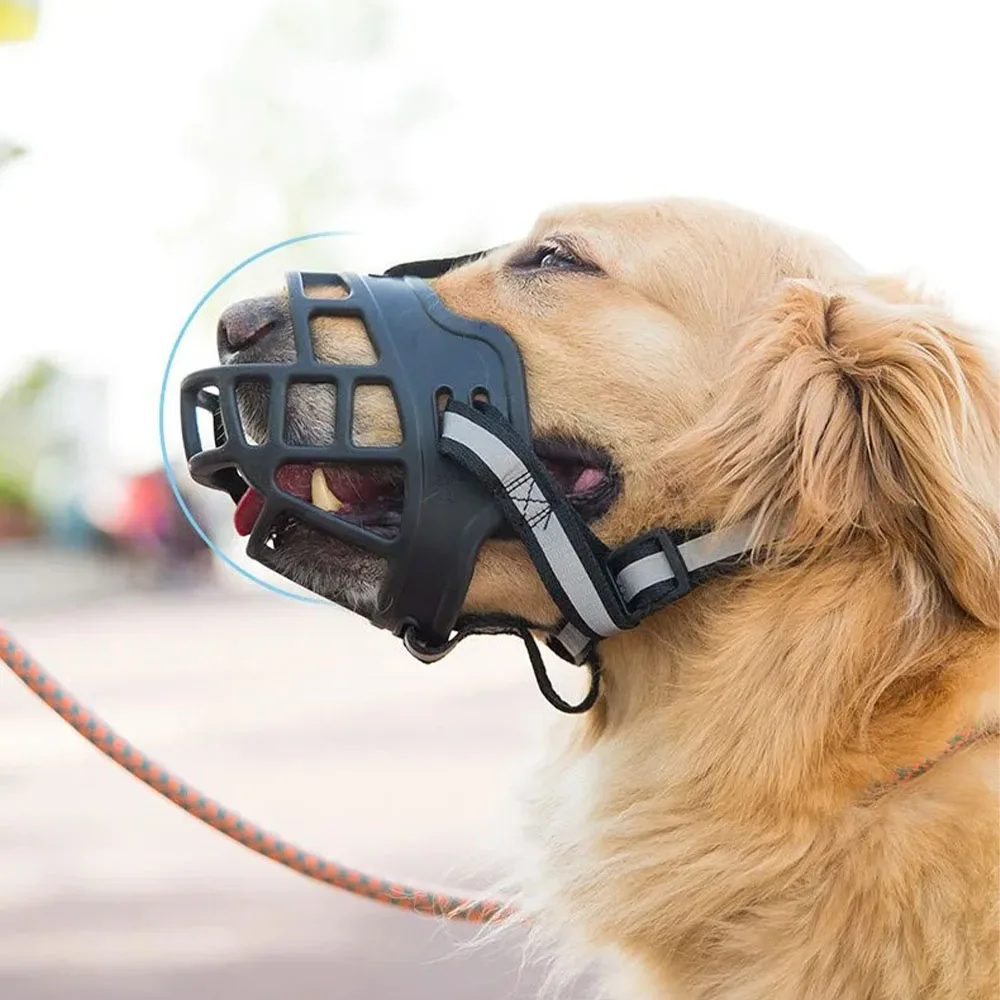 Máscara de Silicone para Cães Grandes e Médios com Tiras Refletivas - Imagem 2