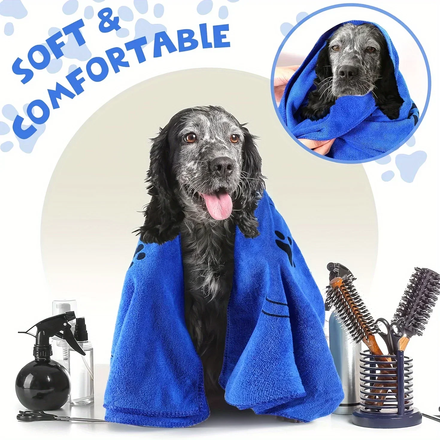 Toalha de Banho para Cães e Gatos de Secagem Rápida e Absorvente - Imagem 2