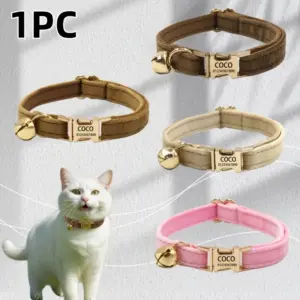 coleira de veludo para cães e gatos personalizável