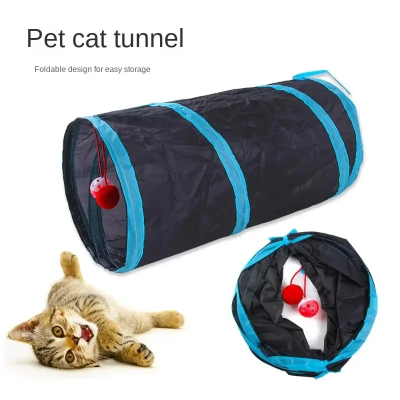 Túnel para Gatos 3 Vias Dobrável de Pano Oxford com Sino - Imagem 2