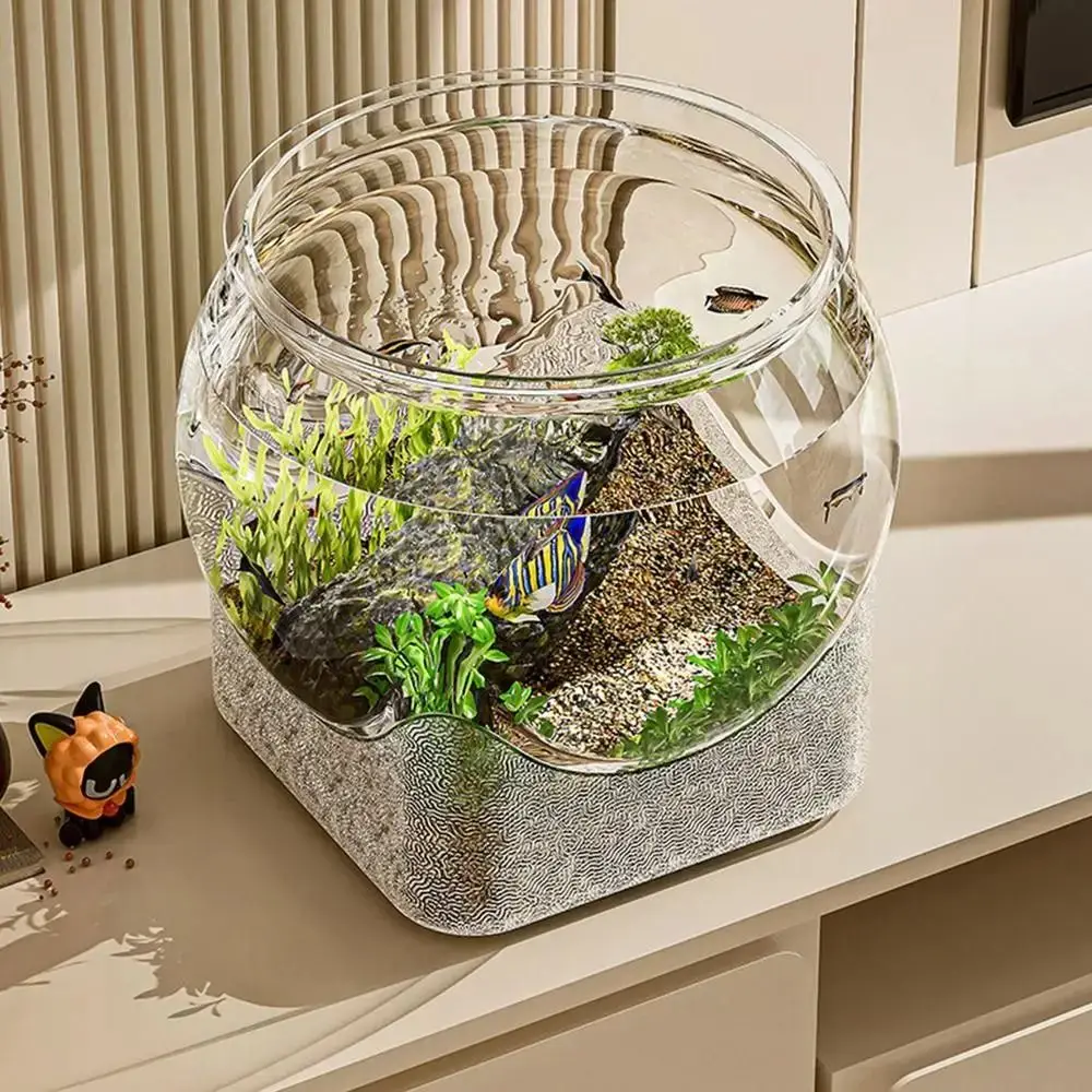 Aquário Redondo Transparente para Peixes Dourados com Tampa Removível - Imagem 5