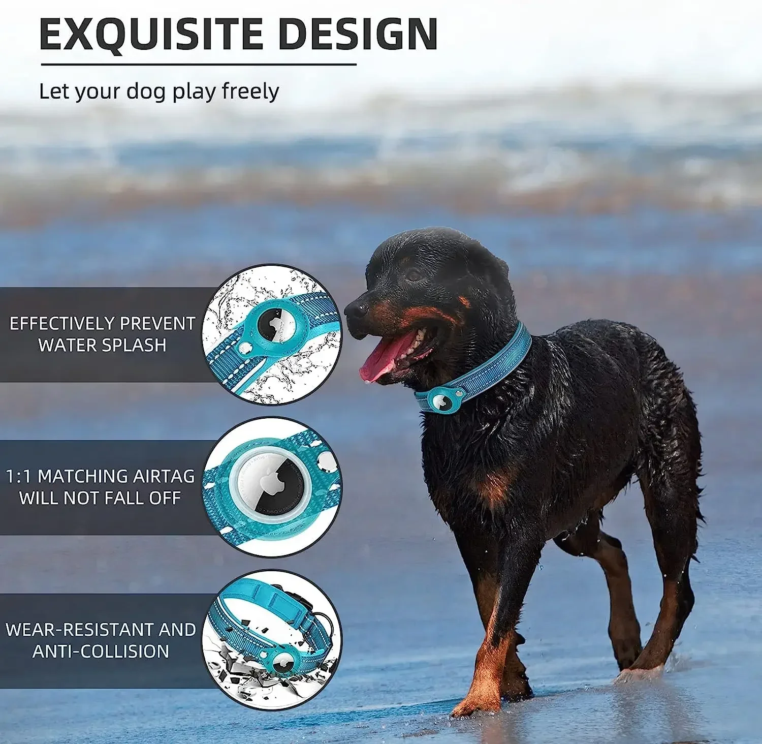 Coleira para Cão com Suporte AirTag Integrado e Faixa Reflexiva - Imagem 4