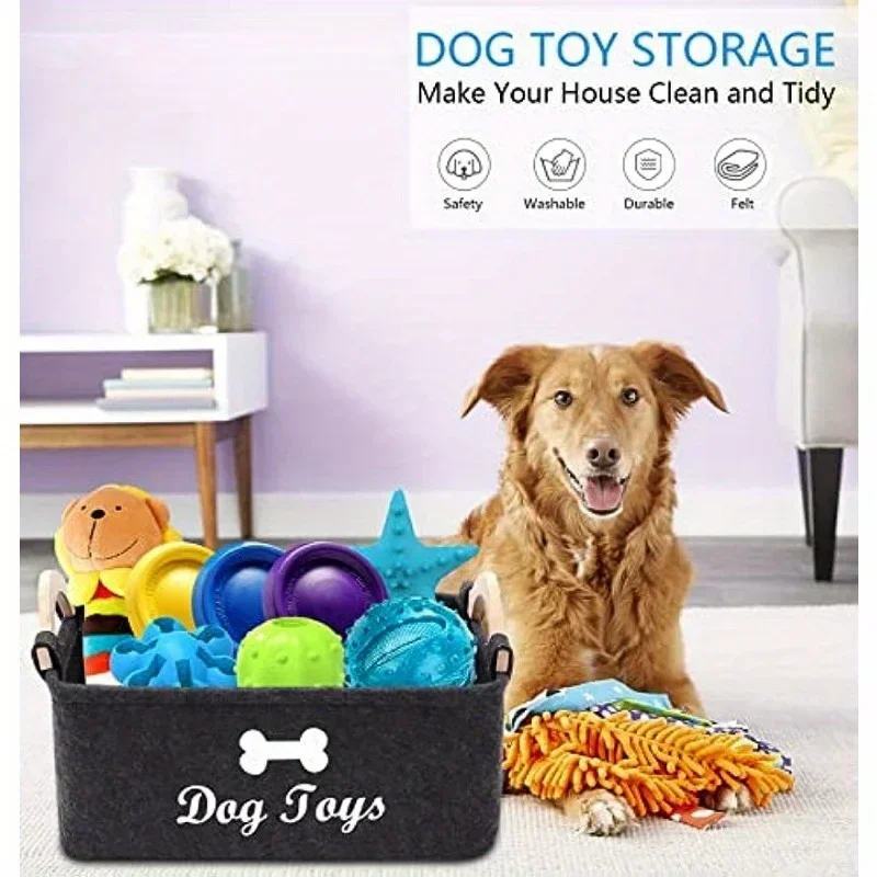 Caixa de Brinquedos para Cães e Gatos de Feltro Organizável - Imagem 5