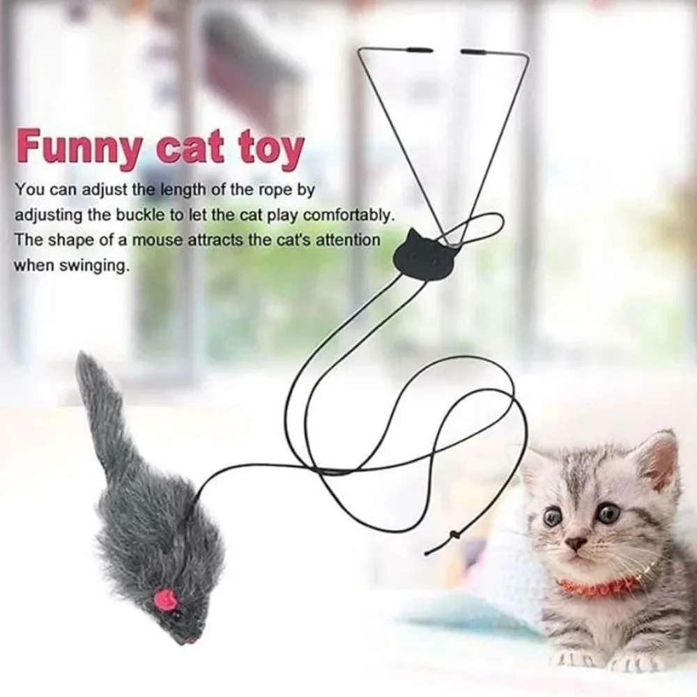 Brinquedo Interativo para Gatos Rato com Corda Retrátil e 3 Fixações - Imagem 4