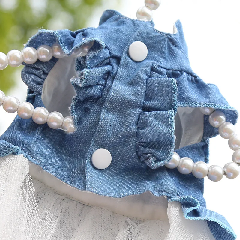 Vestido Jeans para Cães Pequenos Rosa Roupa de Verão - Imagem 5