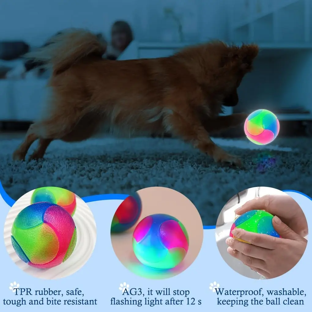 Bola LED para Cães de Silicone 5,5 cm Brilha no Escuro por 10s - Imagem 2