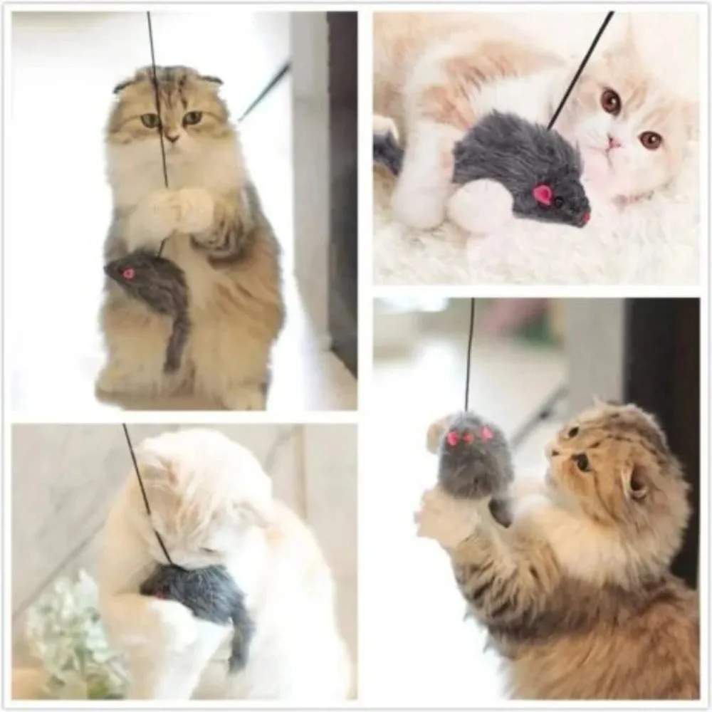 Brinquedo Interativo para Gatos Rato com Corda Retrátil e 3 Fixações - Imagem 5