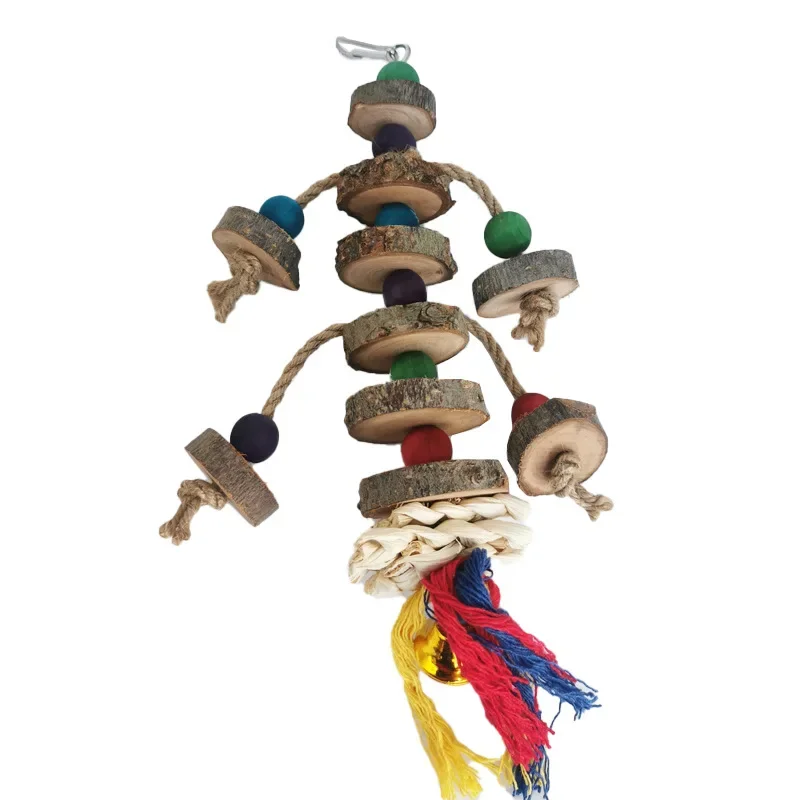 Brinquedo de Madeira para Pássaros Grandes com Cordas e Papelão - Image 2