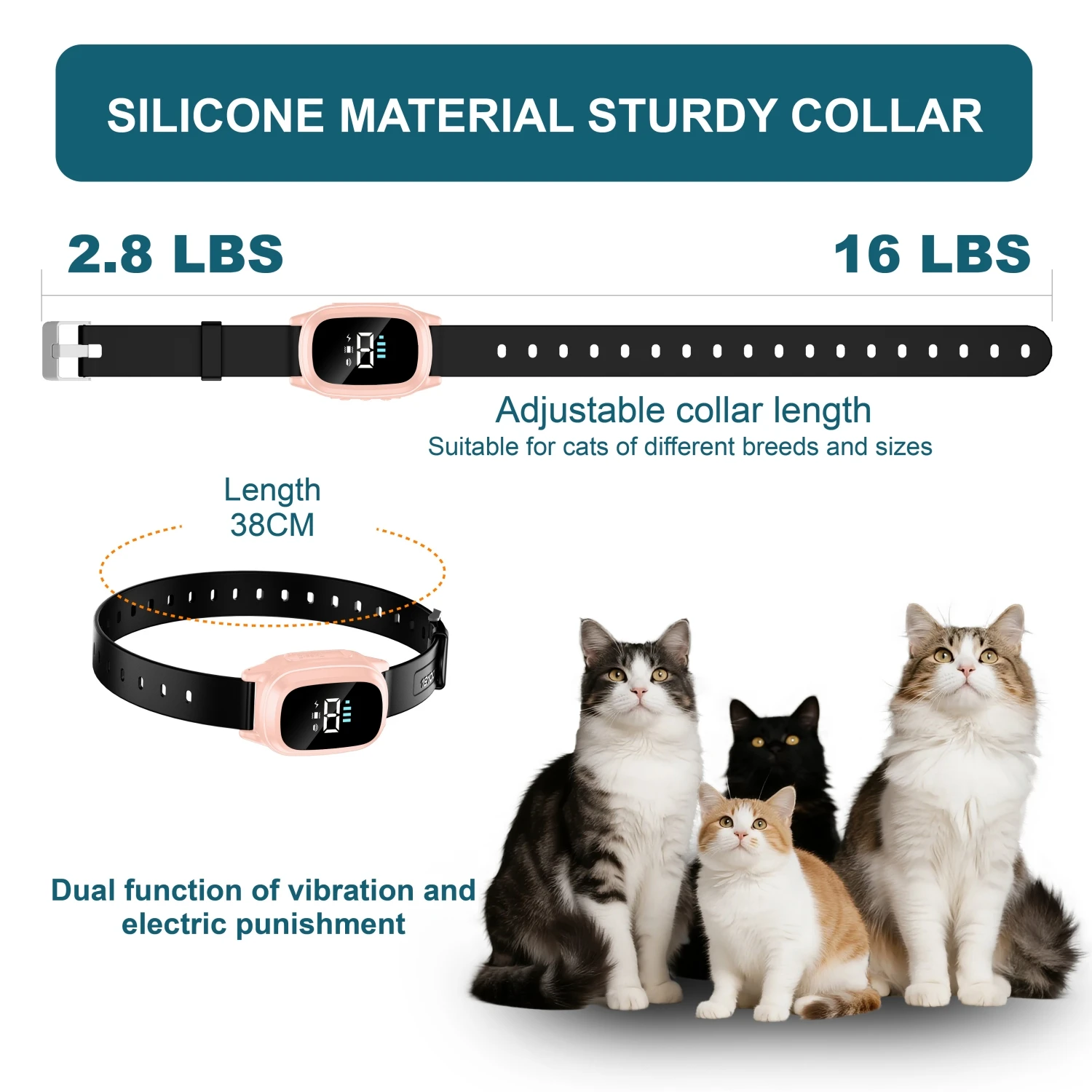 Coleira Anti-Miado para Gatos Recarregável com Display Digital - Imagem 2
