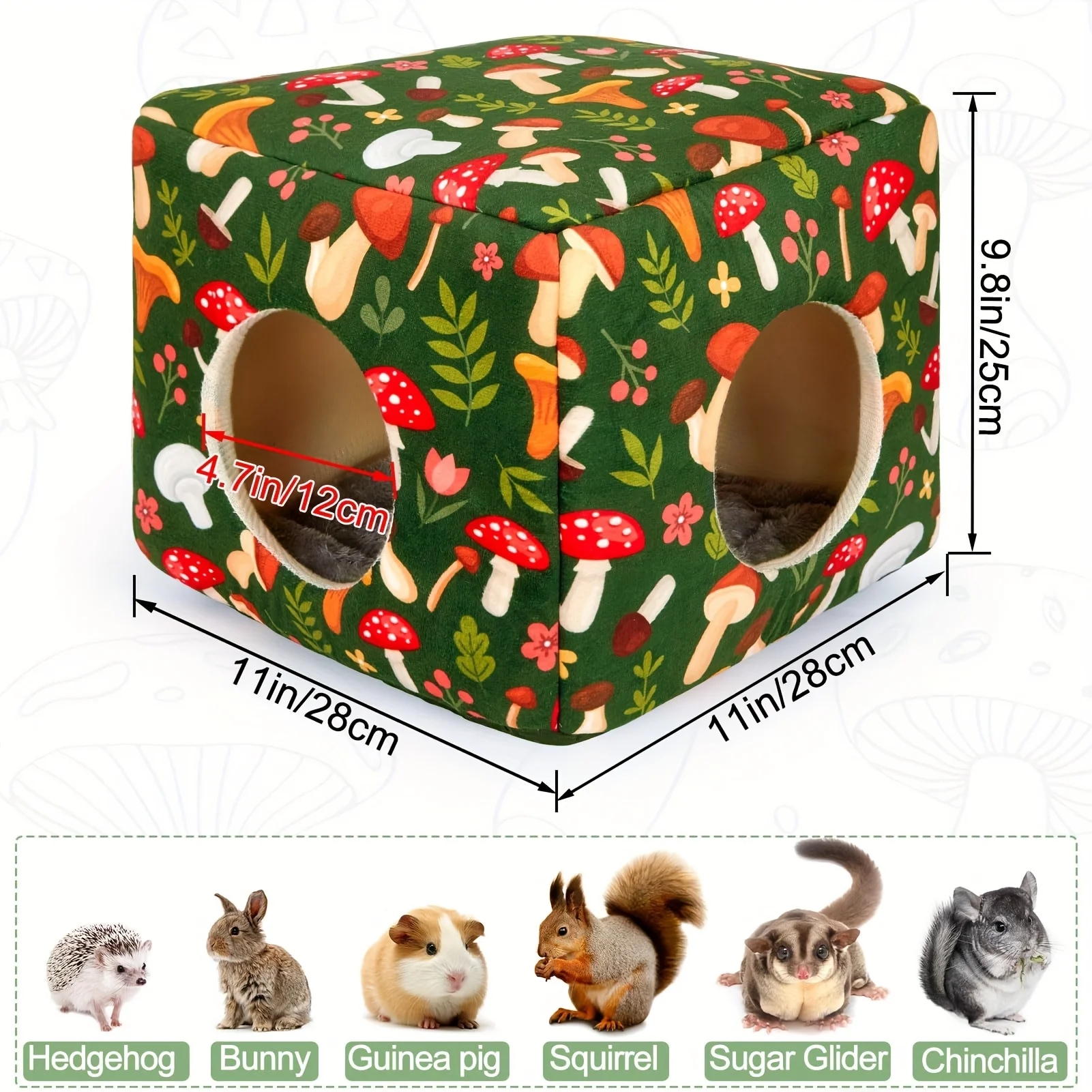 Toca para Hamster e Roedores de Pelúcia Lavável com Duas Entradas - Imagem 2
