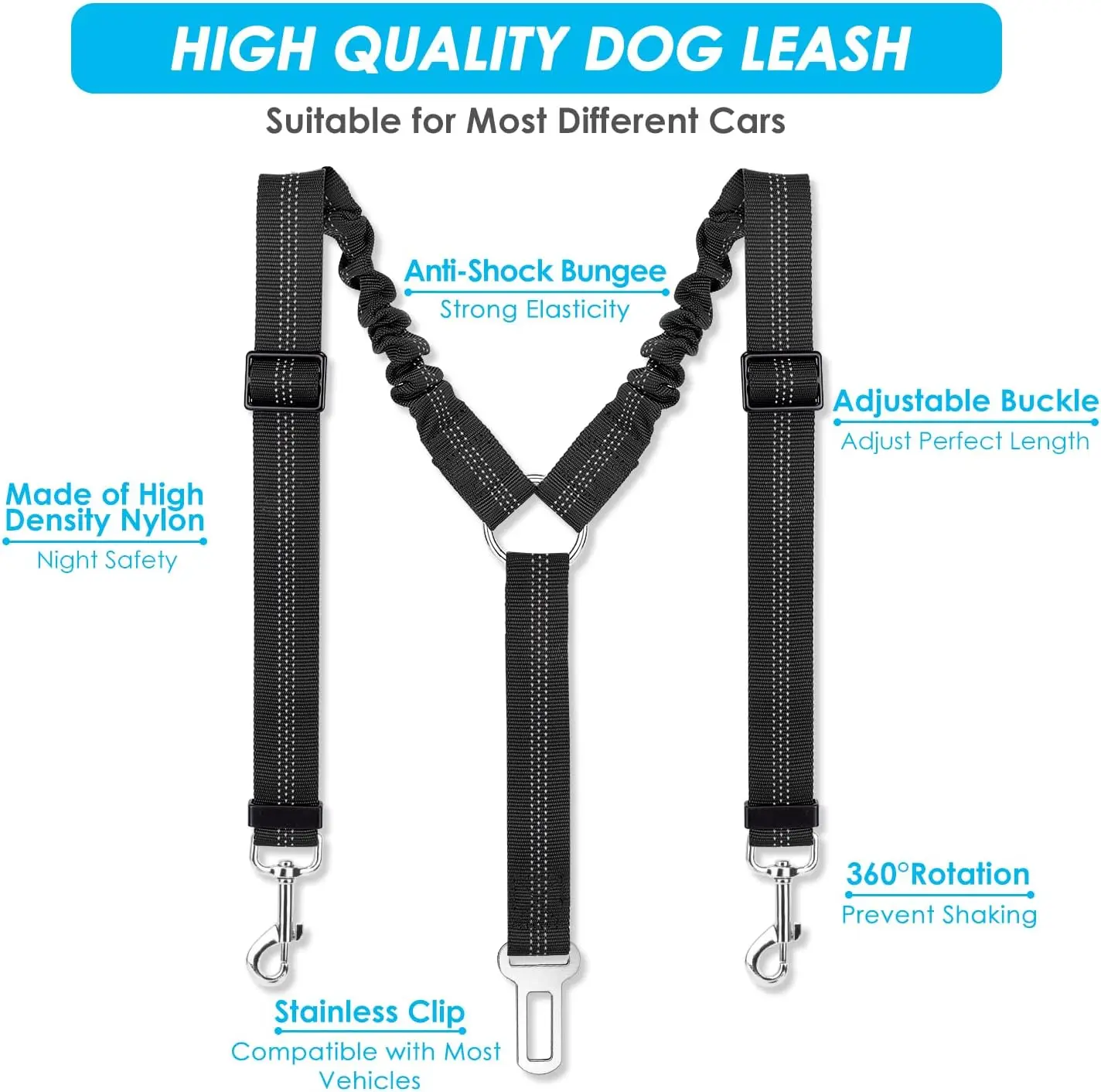 Cinto de Segurança Duplo para Cães Ajustável e Refletivo - Imagem 3