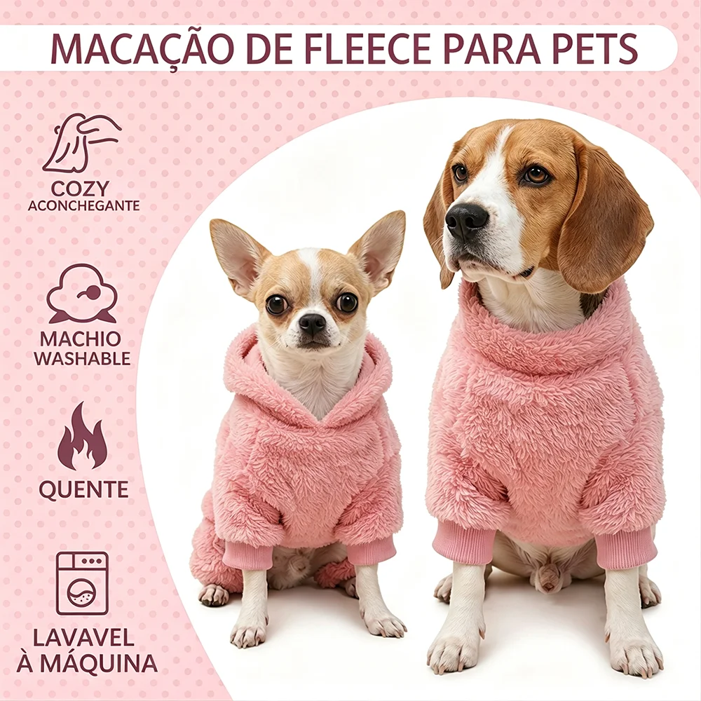 Macacão de Lã para Cães de Pequeno Porte e Gatos com Medidas para o Inverno - Imagem 4
