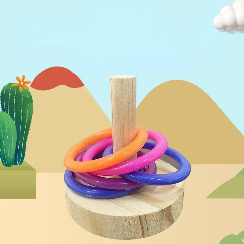 Brinquedo de Madeira para Pássaros Anel de 5 cm Interativo Colorido - Imagem 3