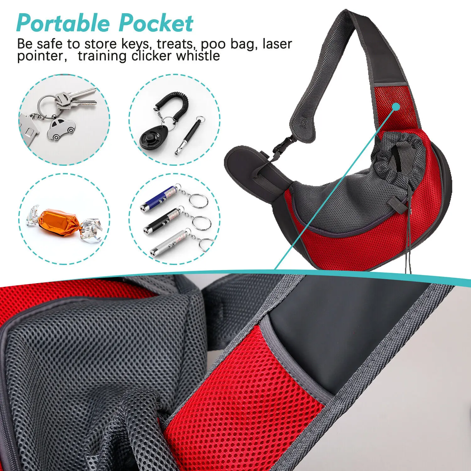 Bolsa de Ombro Pet Sling para Cães e Gatos Pequenos até 5 kg - Imagem 5