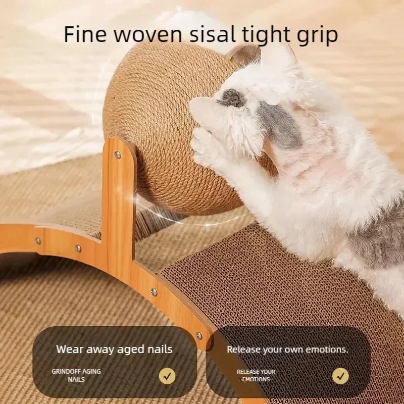 Bola Arranhadora para Gatos de Madeira e Sisal 2 em 1 - Imagem 3