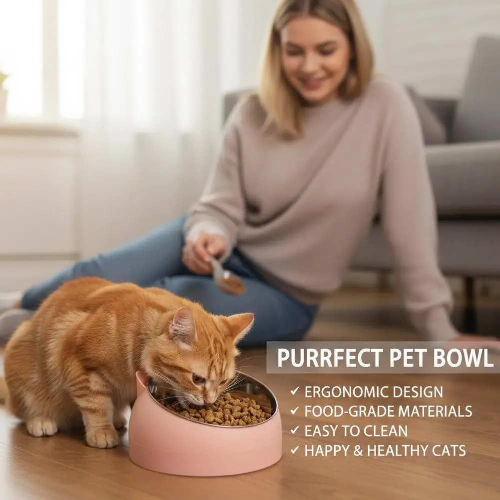 Tigela para Gato e Filhote de Aço Inoxidável 100 ml Inclinada 15° Antiderrapante - Imagem 6