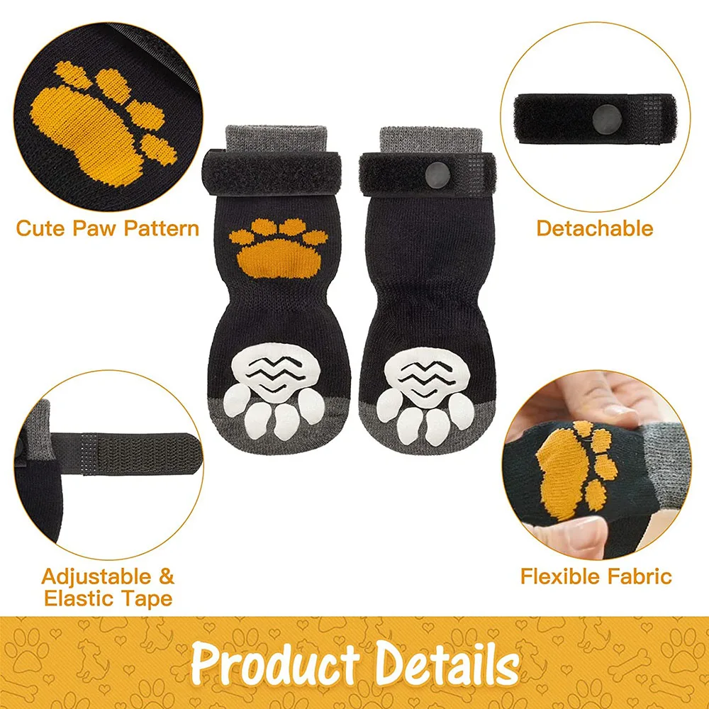 Meia Antiderrapante para Cães com Ajuste e Estampa de Patas - Image 3