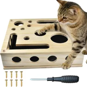 caixa arranhador para gatos de madeira