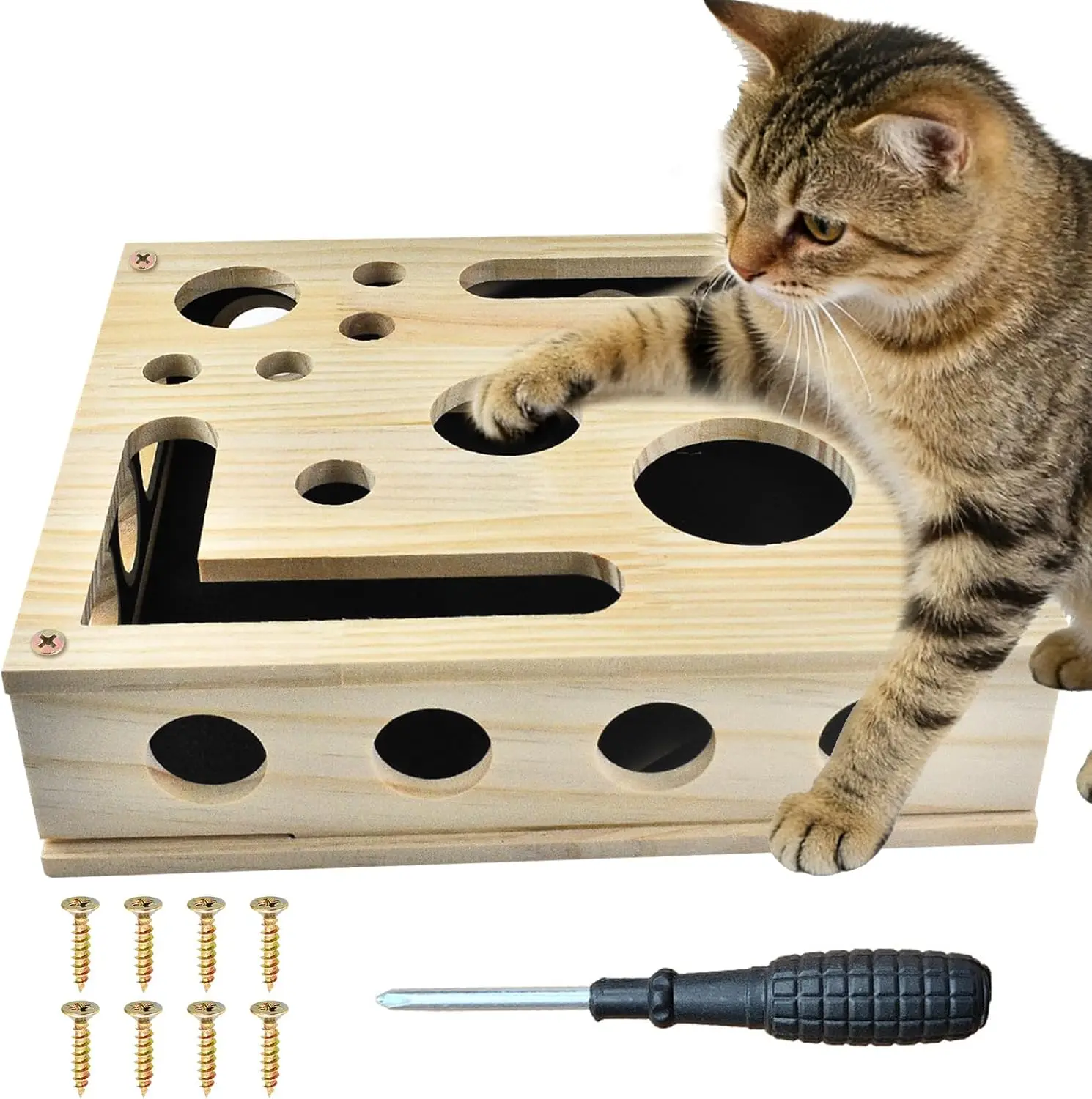 caixa arranhador para gatos de madeira