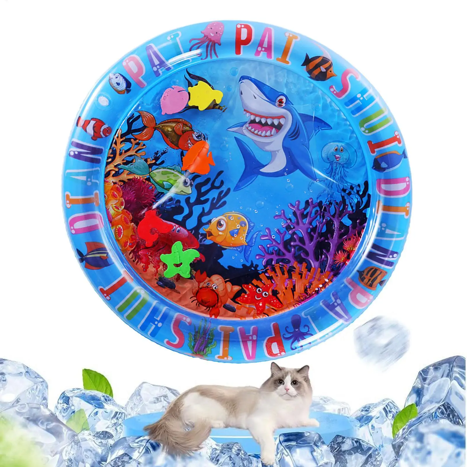 Tapete de Água Inflável para Cães e Gatos Tema Oceano - Image 3