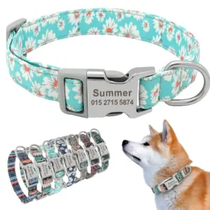 coleira de nylon personalizada para cães e gatos