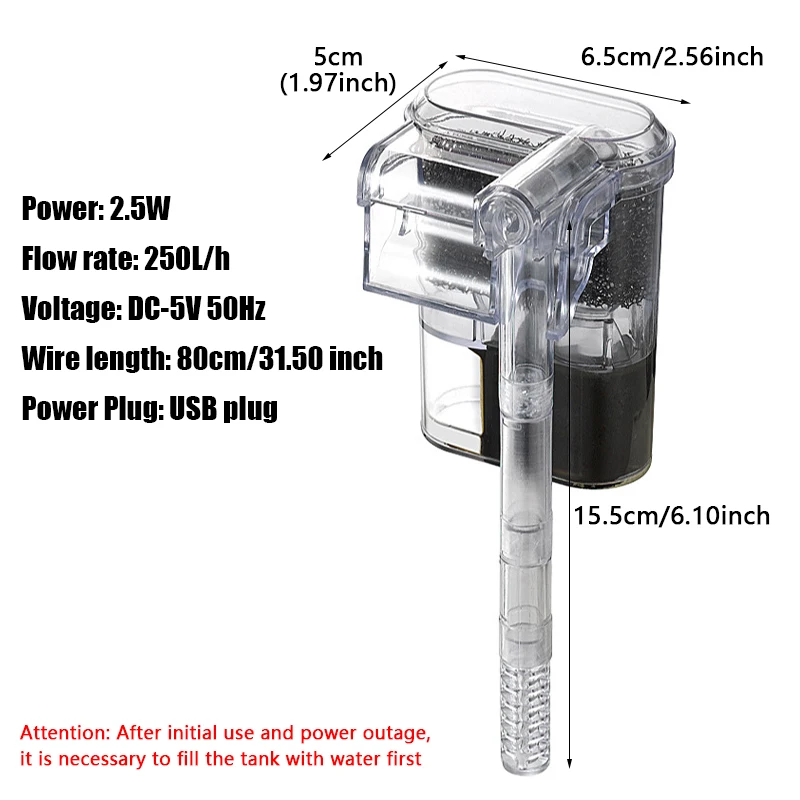 Filtro Externo USB para Aquário Pequeno 2.5W com Fluxo Ajustável - Imagem 6