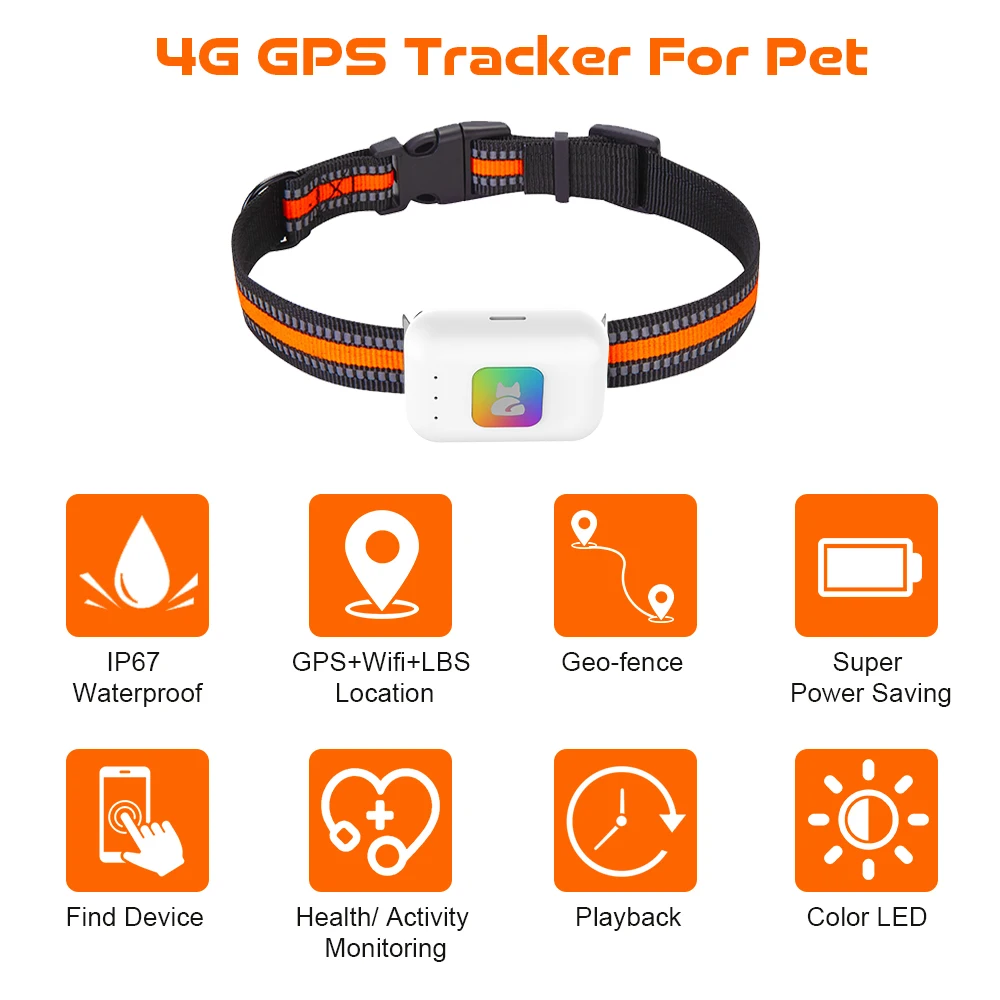 Coleira Inteligente com GPS 4G para Cães e Gatos, Alarme Anti-Perda - Imagem 6