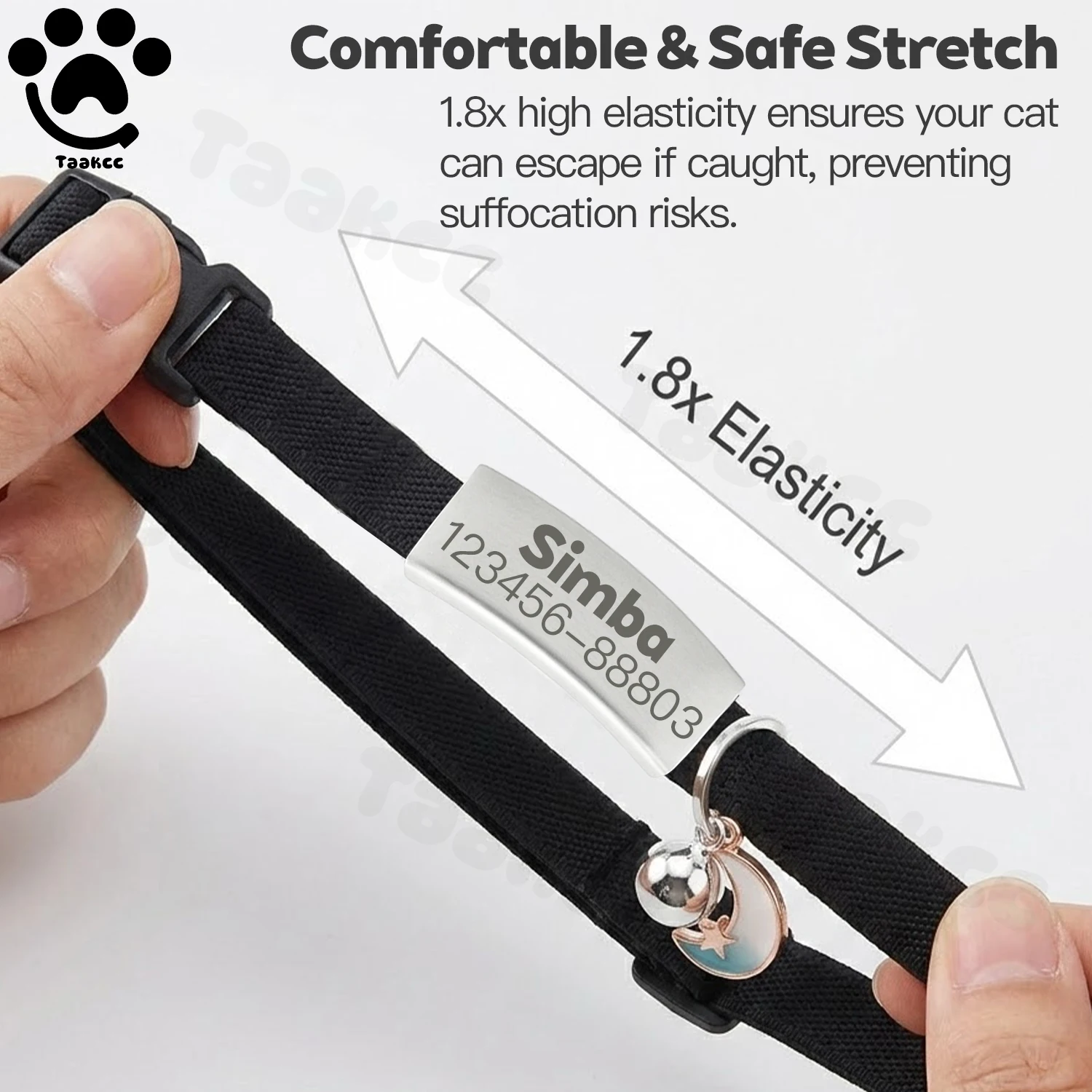 Coleira para Gatos Personalizada de Nylon Elástico Ajustável - Imagem 3