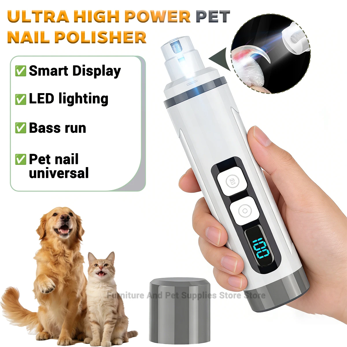 aparador de unhas para cães e gatos com led