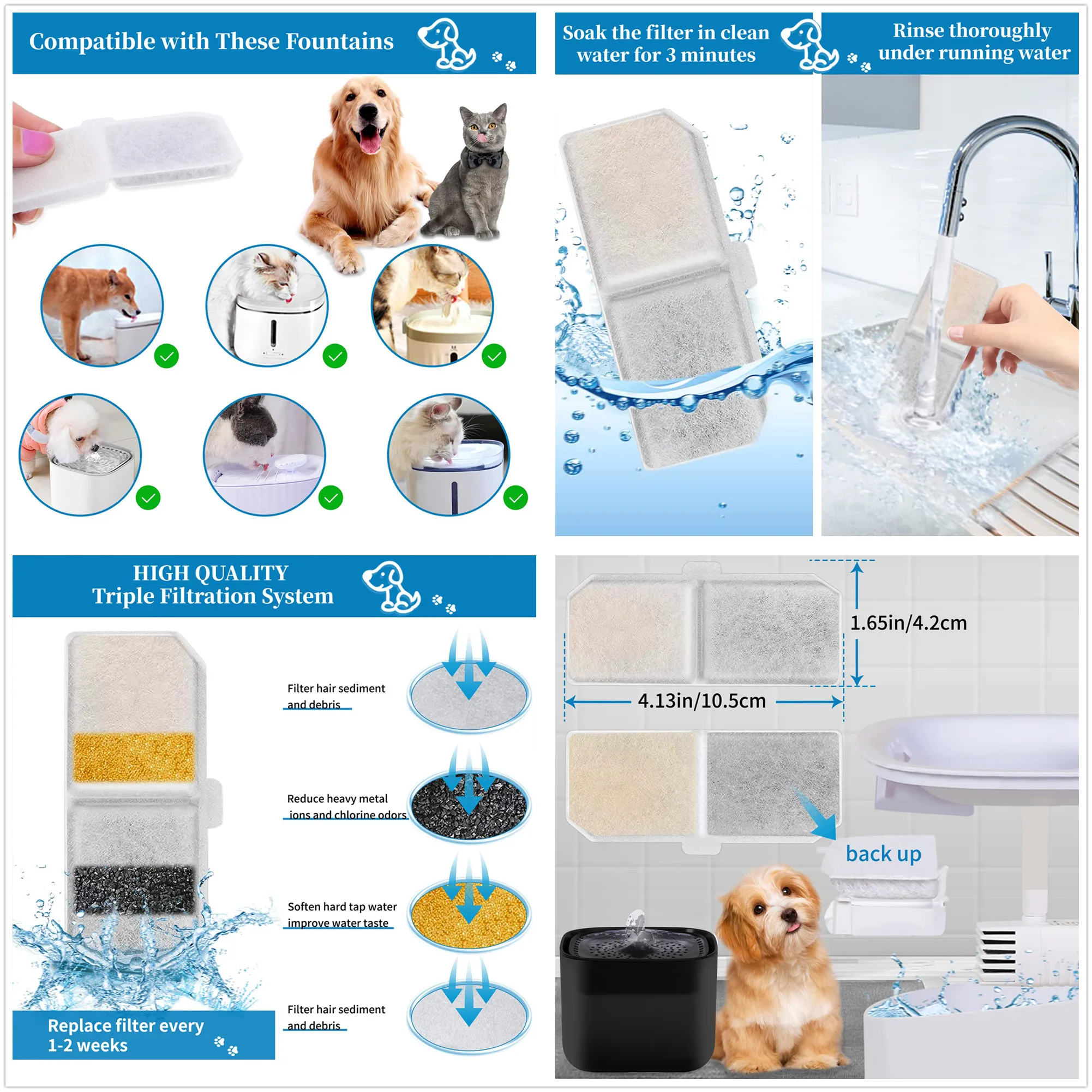 Filtro de Carvão Ativado para Fontes de Água para Cães e Gatos, 8 ou 12 Unidades - Imagem 4