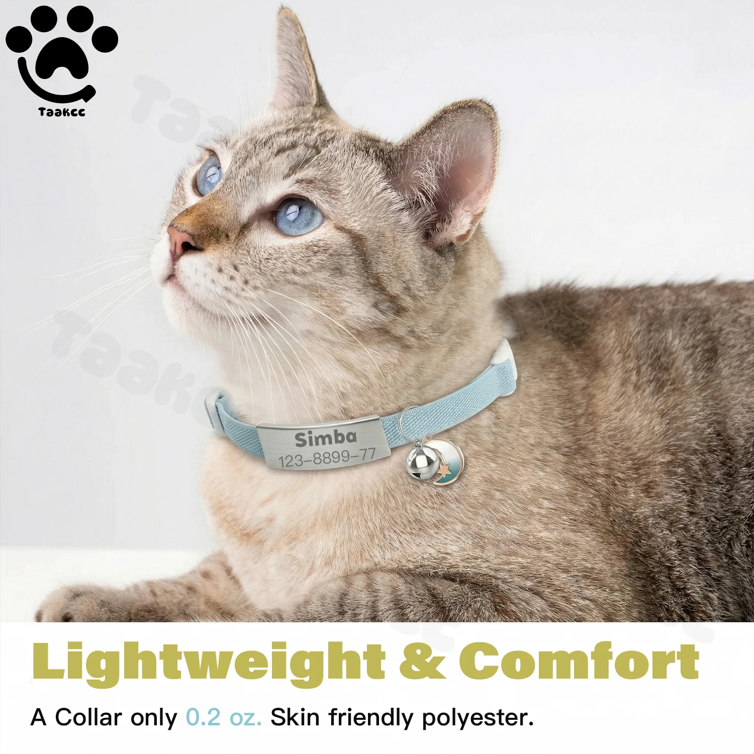 Coleira para Gatos Personalizada de Nylon Elástico Ajustável - Imagem 4