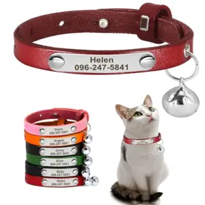 coleira de couro personalizada para gatos