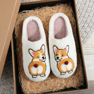 pantufas corgi com sola antiderrapante