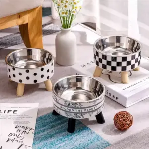 tigelas elevadas para cães e gatos de aço inoxidável