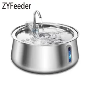 fonte de água para gatos em aço inoxidável