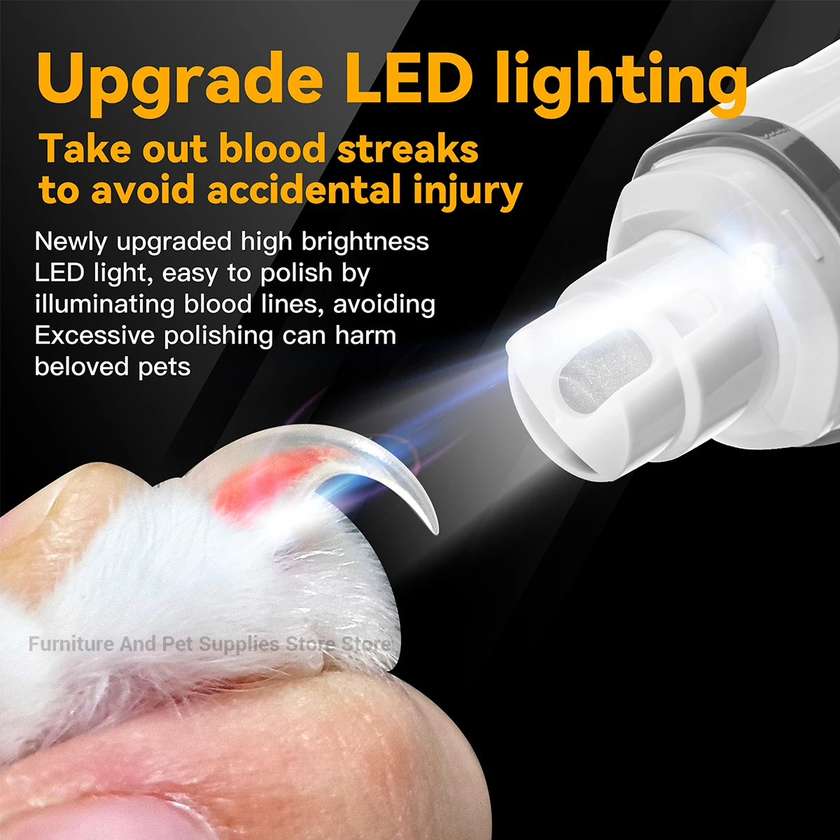 Aparador de Unhas para Cães e Gatos Recarregável USB com Luz LED - Imagem 3