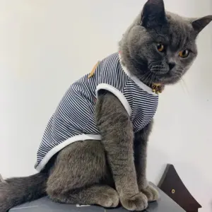 colete de verão listrado para cães e gatos
